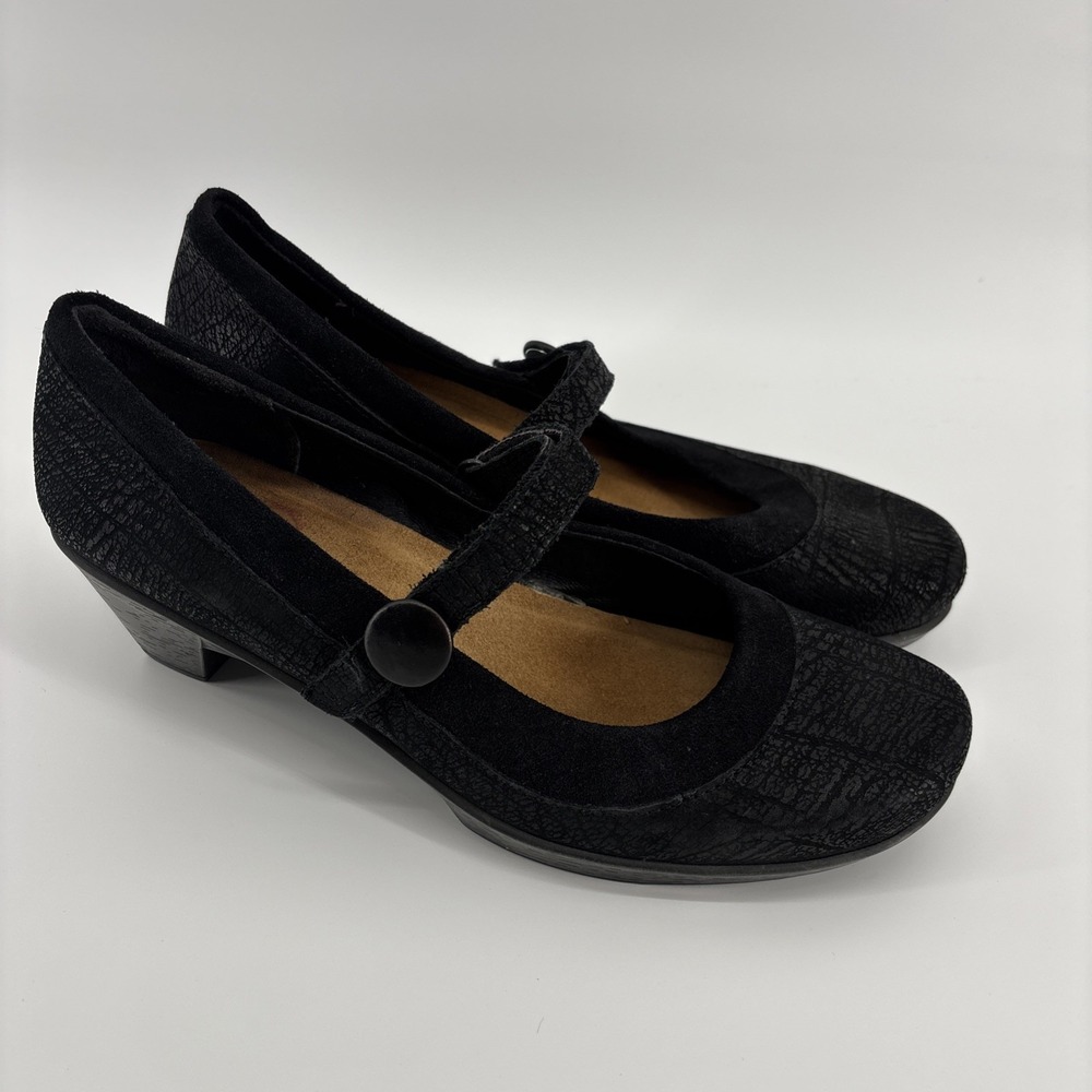Naot Latest Shoes EU41/L10 Black Mary Jane Leather Suede‎ Heel Crinkle Comfort